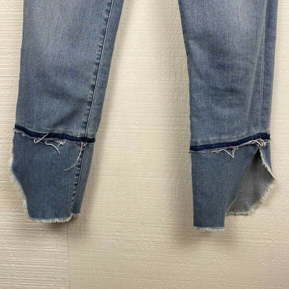 J Brand Ruby Cigarette Jeans 25 Womens Patriot Blue Crop Raw Split Hem Denim - Picture 3 of 7